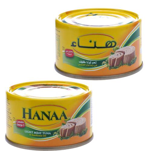 هناء لحم تونا خفيف زيت دوار الشمس 185 جرام