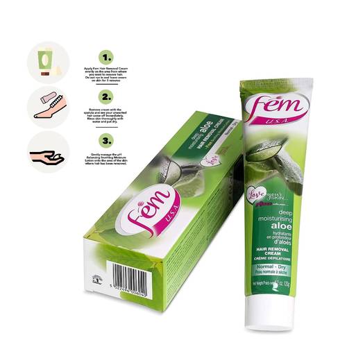  Fem Hair Removal Cream for Normal or Dry Skin with Aloe Vera 120 G