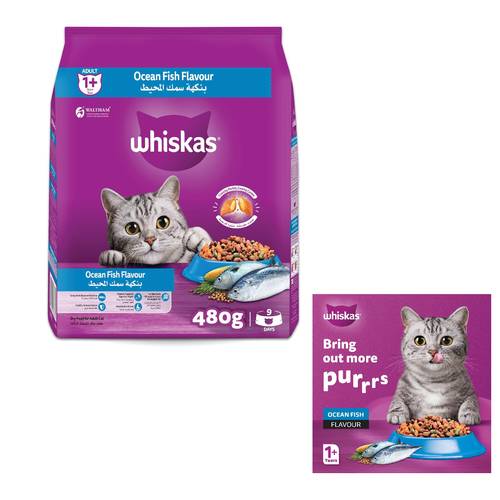 Whiskas Ocean Fish Dry Food For Cat +1 Year 480 G