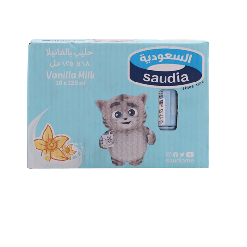  حليب السعودية بالفانيليا 125 مل  * 18 حبة