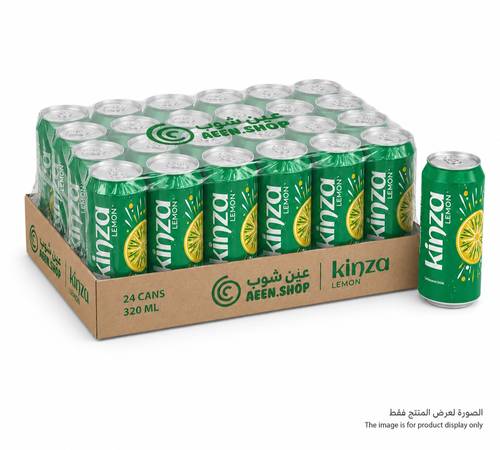 مشروب غازي كينزا بنكهة الليمون المنعش والشفاف 320 مل - كرتون اقتصادي 24 عبوة