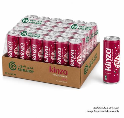 مشروب غازي كينزا بنكهة الرمان الغنية والمنعشة 250 مل - كرتون اقتصادي 30 عبوة