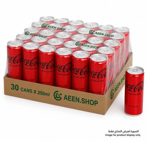 Coca-Cola Zero Sugar-Free and Zero-Calorie Soda 245ml - Carton of 30 cans