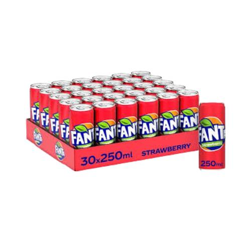 Fanta Strawberry cans, 30 x 250ml per carton