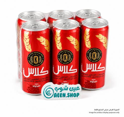 ربطة شراب شعير كلاس بنكهة الفراولة (6 عبوات × 250 مل)