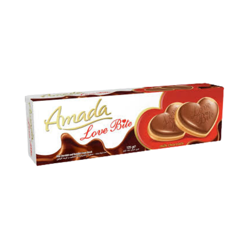 Amada Heart-Shaped Biscuits Covered in Chocolate and Hazelnuts, 100g, 1 Pack