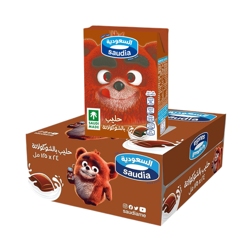 Saudia milk with chocolate flavor, 125 ml, 24 packages in a carton