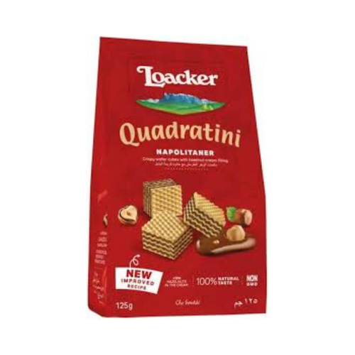 Loacker Quadratini Chocolate Hazelnut Wafer Biscuits 125g Single Pack