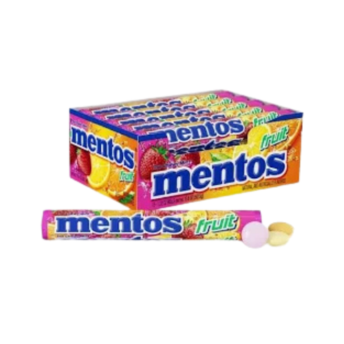 Mentos Fruit Flavored Candy 29g x 24, Packaged in a Carton