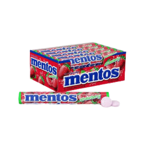 Mentos Strawberry Flavored Candy 29g x 24, Packaged in a Carton