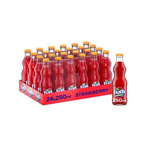 Fanta Strawberry, 24 x 250ml bottles per carton