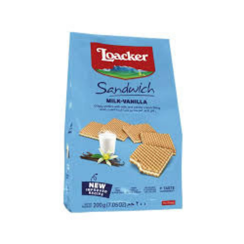 Loacker Wafer Sandwich with White Chocolate Vanilla Cream Filling, 200g, 1 Packet