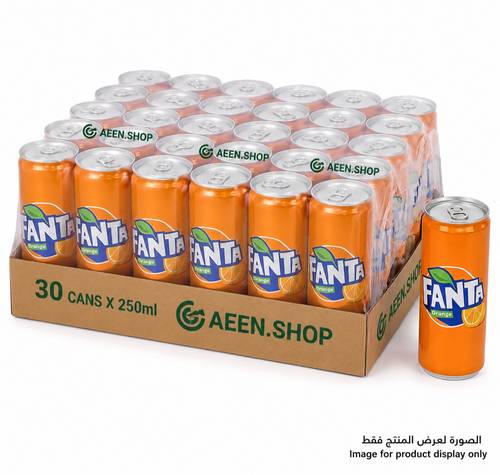 مشروب غازي فانتا برتقال علب 250 مل - كرتون يحتوي على 30 عبوة