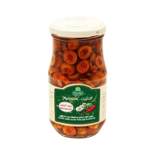 Halwani Green Olives, Sliced ​​with Pepper and Oil, 325g, One Pack