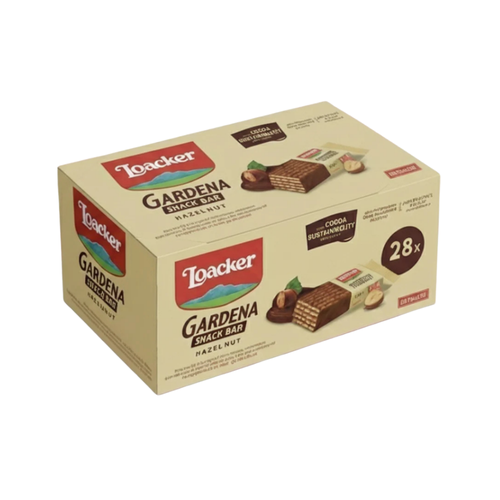 Loacker Garden Wafers, Chocolate and Hazelnut Coated, 17.50g x 28 pieces per carton