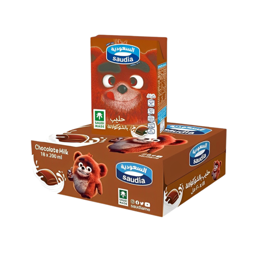 Saudia Chocolate Flavored Milk 200ml 18 Packs in Carton