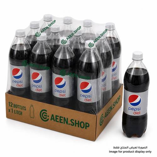 بيبسي دايت حجم عائلي 1 لتر 12 قارورة في الكرتون