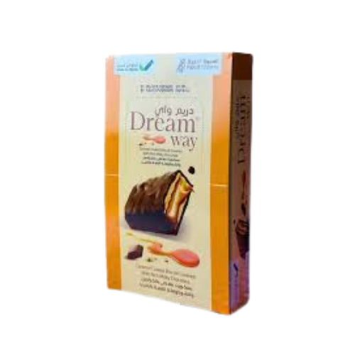 Dreamway biscuits covered in caramel and milk chocolate, 50g x 12 pieces per carton