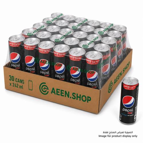 Pepsi Max Zero Soft Drink, 242ml Cans - Carton containing 30 cans