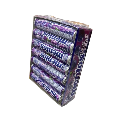 Mentos Grape Flavored Candy 29g x 24, Packaged in a Cardboard Box