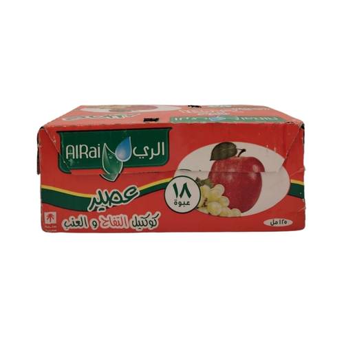 Al Rai Juice Apple and Grape Cocktail 125ml, 18 packs per carton