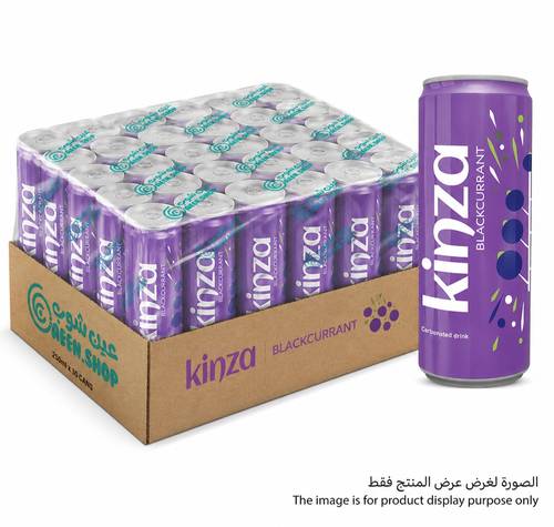 مشروب غازي كينزا بنكهة التوت البري (الأزرق) المنعش 250 مل - كرتون اقتصادي 30 عبوة