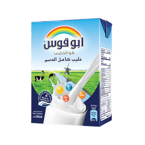 حليب أبو قوس طويل الأجل كامل الدسم 125 مل 24 عبوة في الكرتون