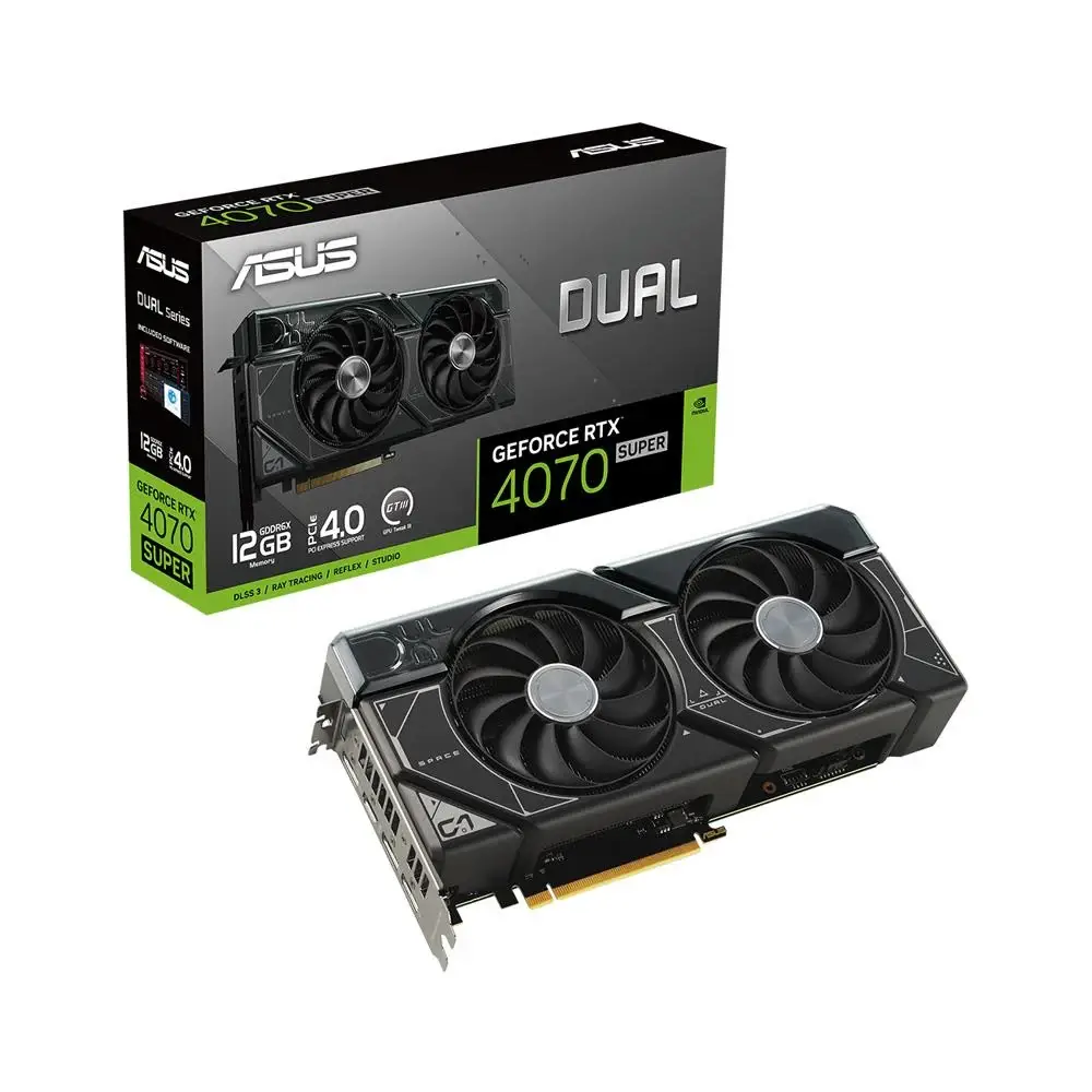 ASUS VGA DUAL RTX4070 SUPER 012G EVO  كرت شاشة من اسوس سوبر 12 قيقابايت