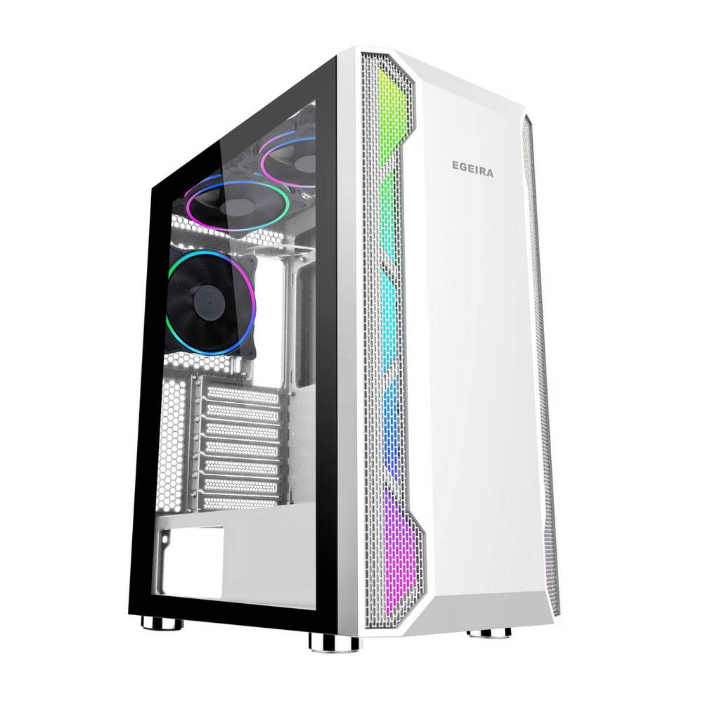 Egeira Honor Mid Tower Case with rgb fans كيس ايجيرا اونر مع مراوح ار جي بي ابيض واسود