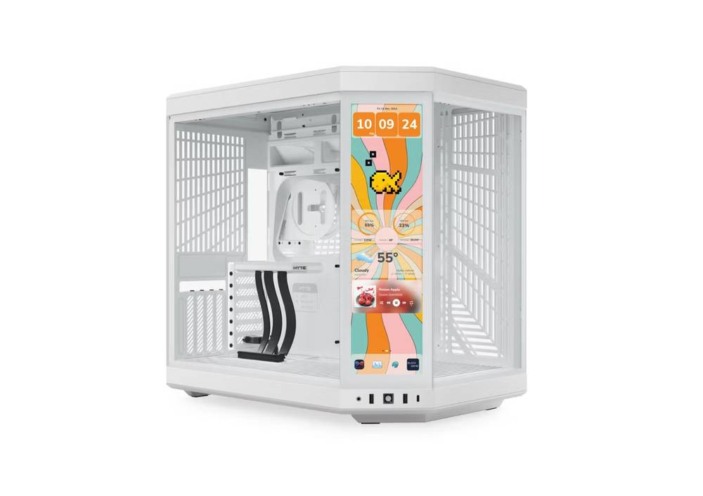  HYTE Y70 Touch Infinite White كيس باللون الابيض مع شاشة مدمجة 