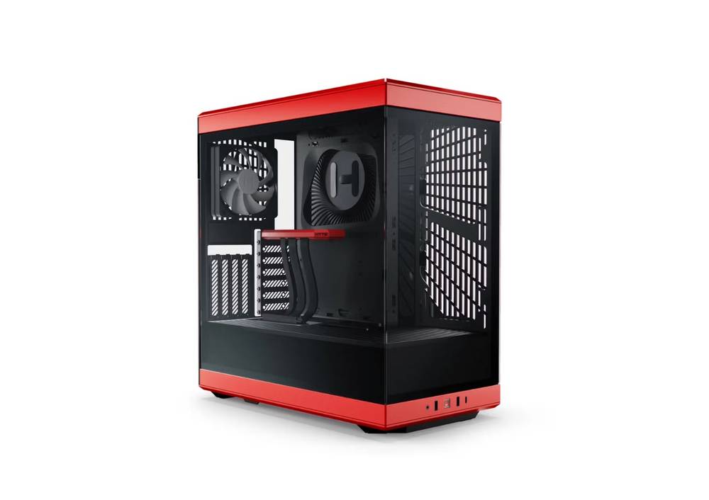  HYTE Y40 Black Red بتصميم أنيق باللون الاسود و الاحمر