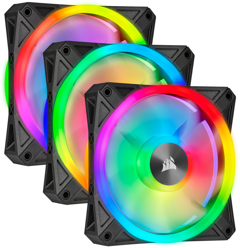 Corsair iCUE QL120 3 pack RGB fan Kit كورسير اي كيو كي ال 120 حزمة 3 حبات مع ريموت اسود وابيض