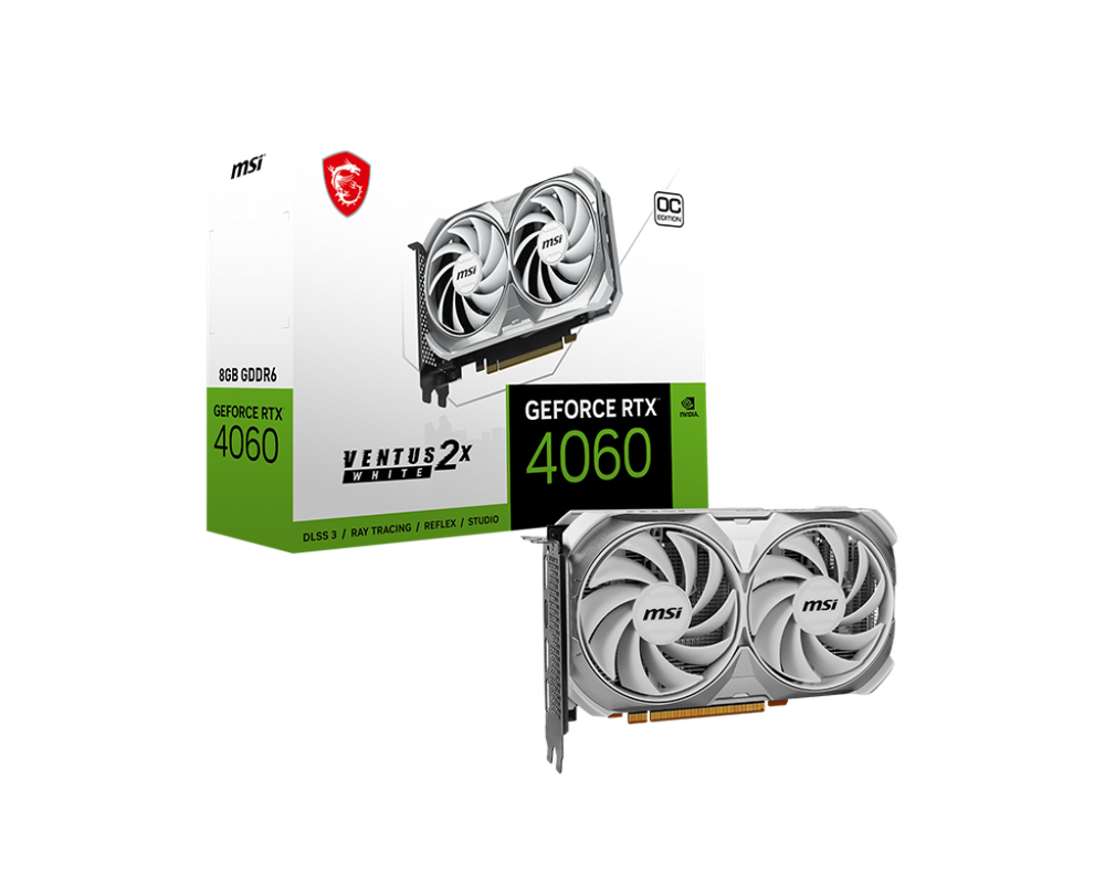 MSI RTX 4060 VENTUS 2X WHITE 8G OC كرت شاشة ابيض من ام اس اي 4060
