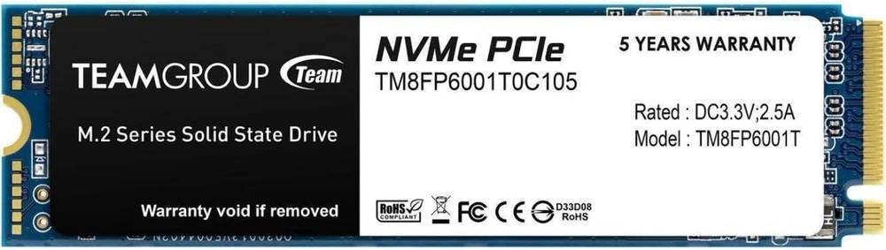 Team Group MP33 1TB PCIe Gen3 x4 NVMe M.2 SSD ذاكرة تخزين من تيم قروب 1 تيرا بايت