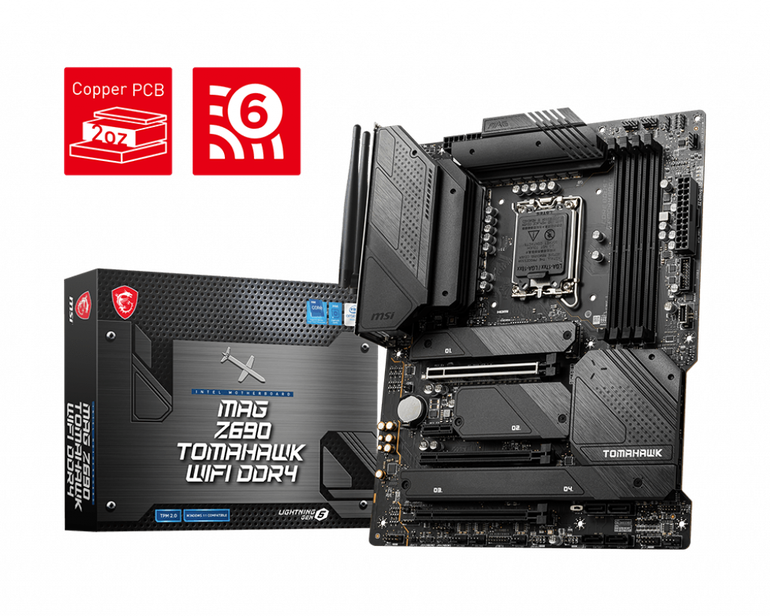 MSI MOTHERBOARD MAG Z690 TOMAHAWK DDR4 WITH WIFI مذربورد ام اس اي ماق زي ٦٩٠ مع واي فاي