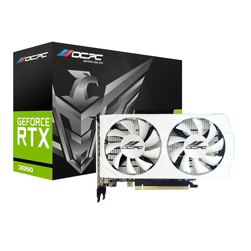 OCPC RTX 3050 6GB GDDR6 MIRACLE WHITE كرت شاشة 3050 ميراكل ابيض 