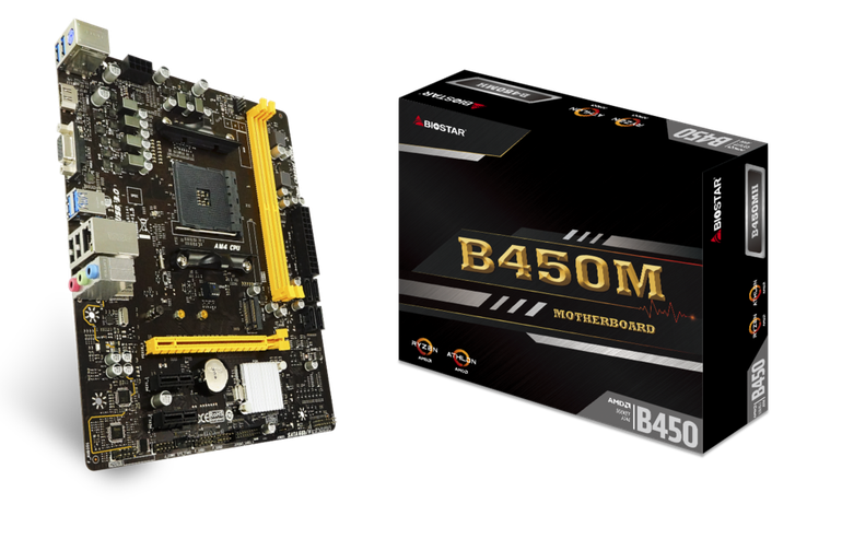 BIOSTAR B450MH Micro ATX Motherboard with AMD B450 Chipset مذربورد بايو ستار بي 450 مناسب لمعالجات رايزن