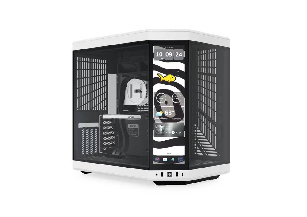  HYTE Y70 Touch Infinite Black White كيس باللون الاسود و الابيض مع شاشة مدمجة 