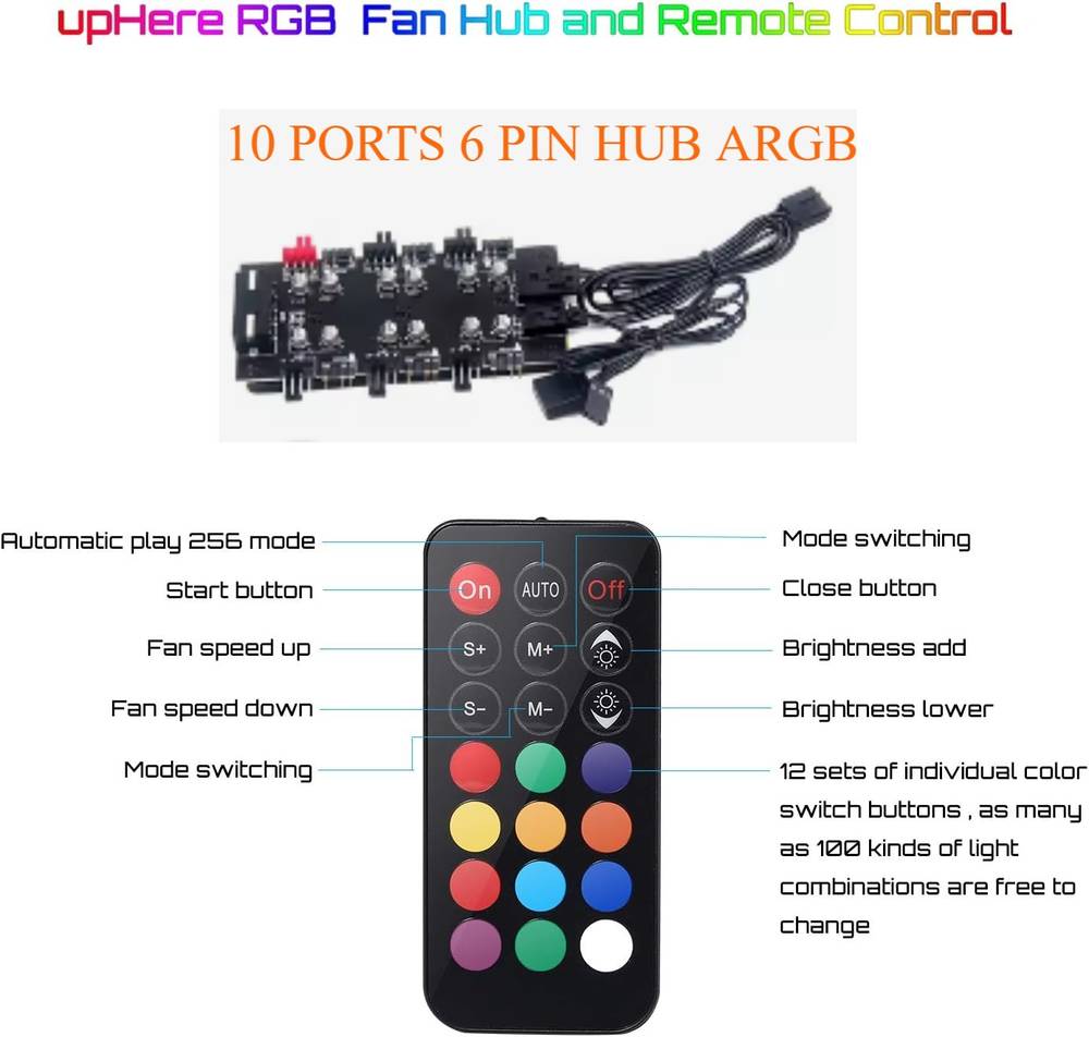 10PORTS 6PIN HUB ARGB وحدة تحكم مراوح RGB 