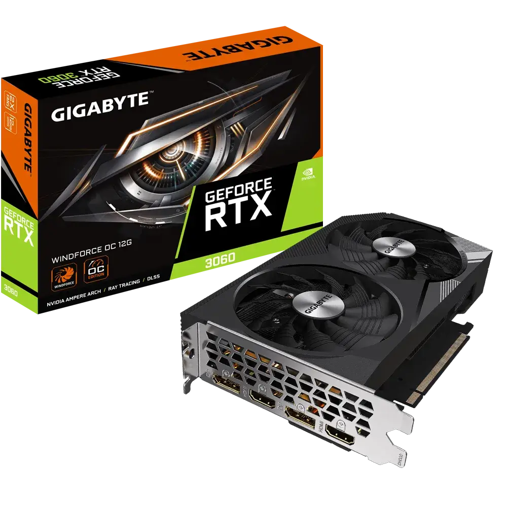 GIGABYTE RTX 3060 WINDFORCE OC 12G كرت شاشة 3060 ويند فورس من قيقابايت 