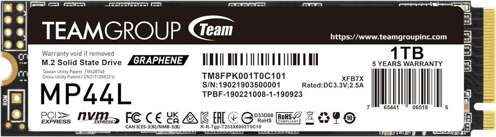 TEAMGROUP M.2-2280 PCI-E Gen4x4 MP44L 1TB ذاكرة تخزين تيم قروب 1 تيرا بايت 