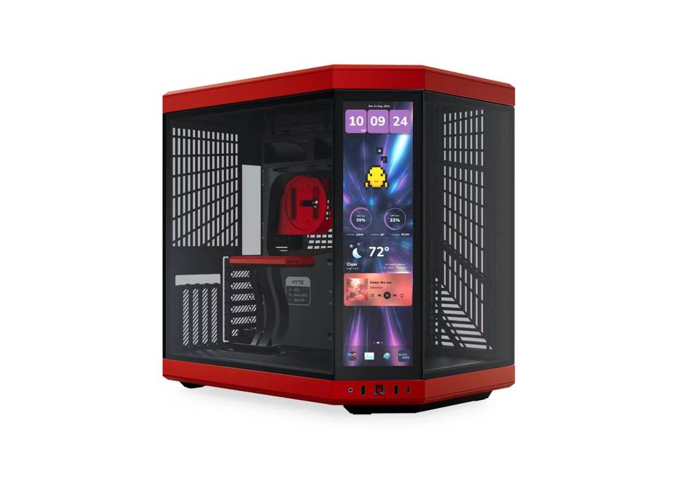 HYTE Y70 Touch Infinite Black Red كيس باللون الاسود و الاحمر مع شاشة مدمجة 