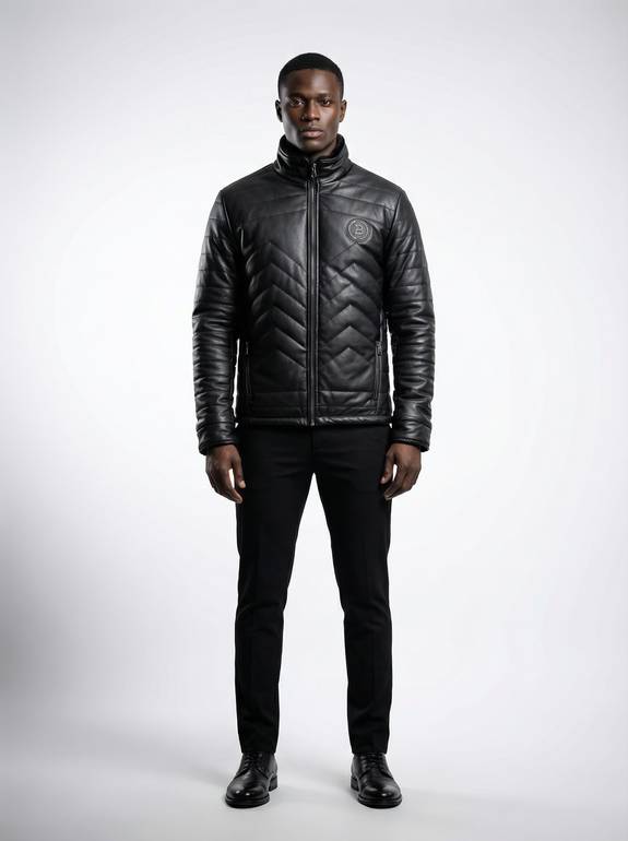 Jacket Leather Balmain Circle badge