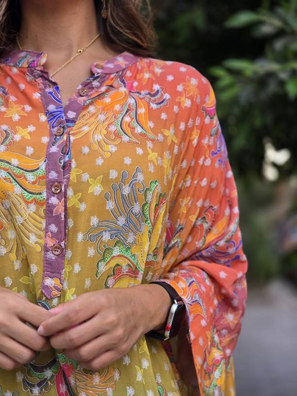 Lime multicolour tunic dress