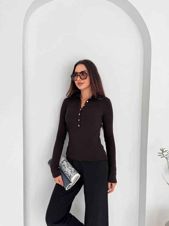 Brown top with gold buttons 