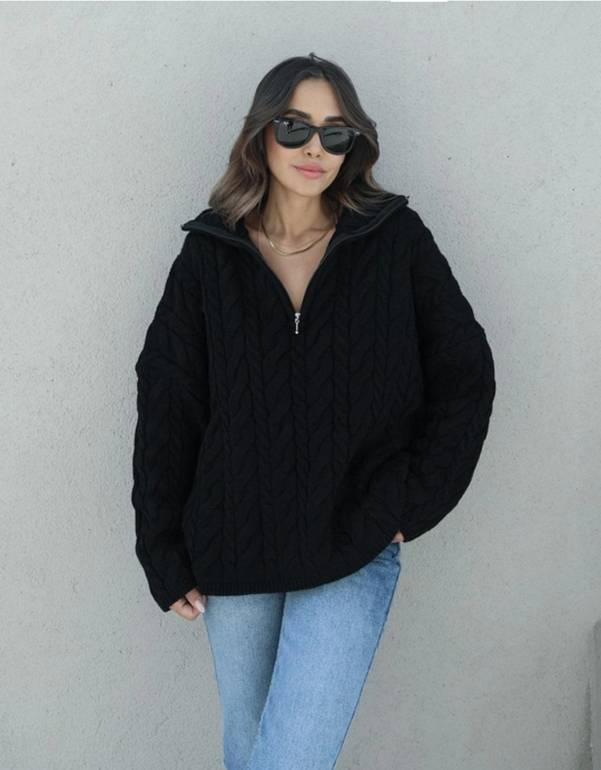 Black Braided Pullover 