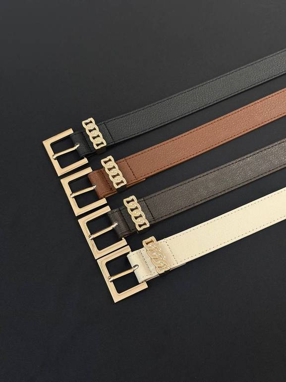 Black Belt with Squared Gold Toned Buckles