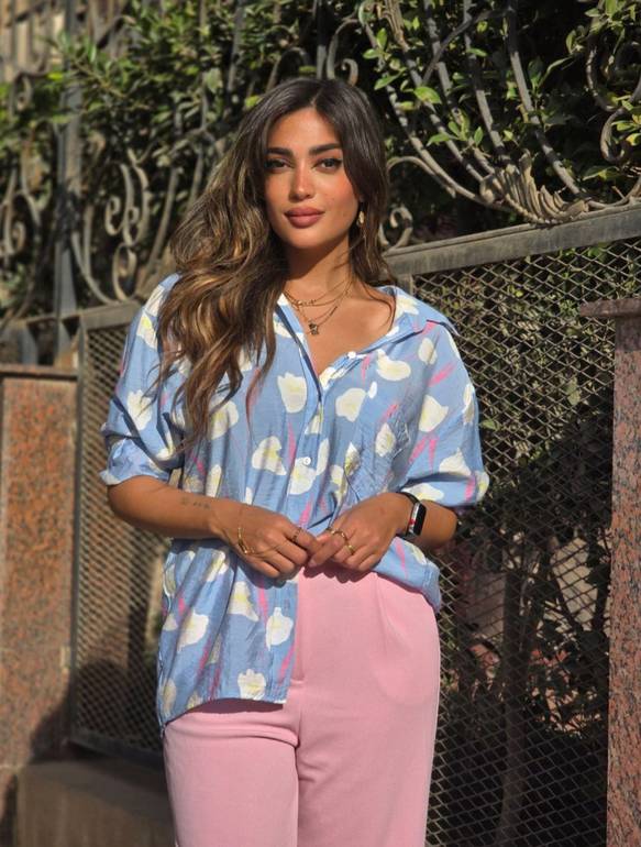 Baby blue floral shirt