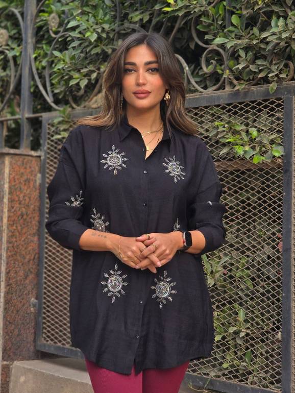 Black Sunny Embroidered Shirt