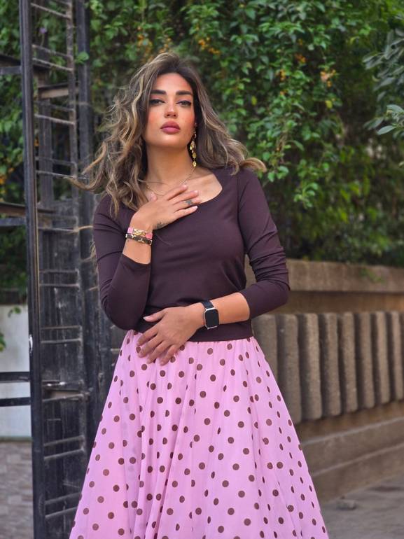 Brown Karol squared sleeve top
